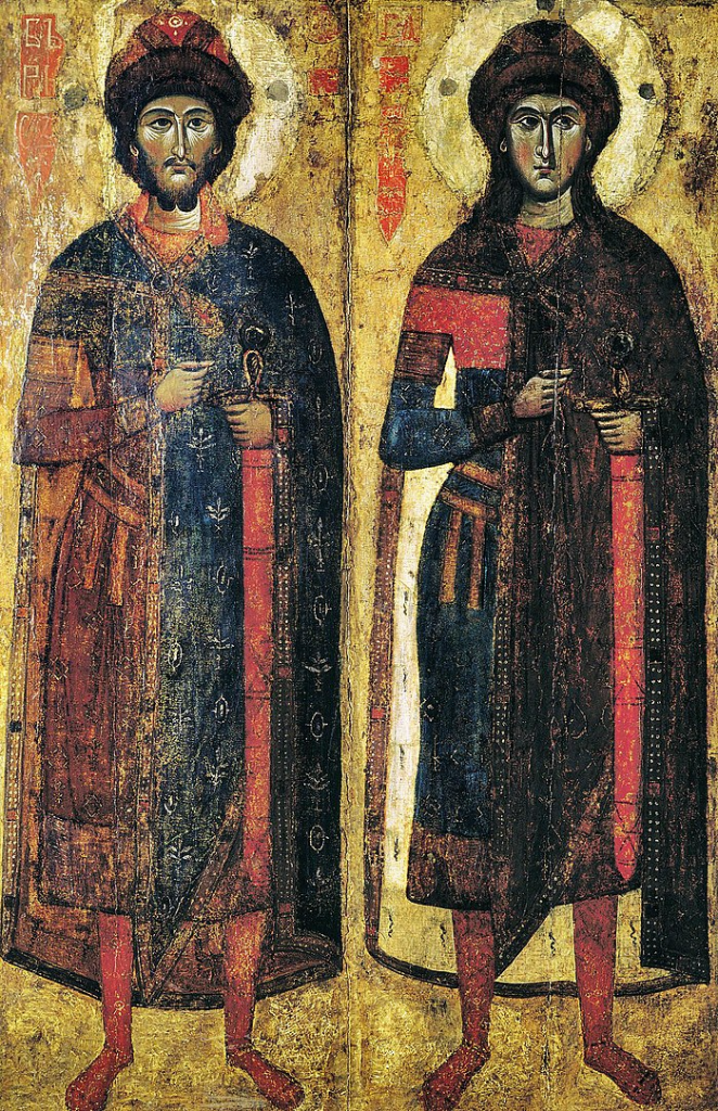 Борис и Глеб, икона из Савво-Вишерского монастыря, XIII — начало XIV века